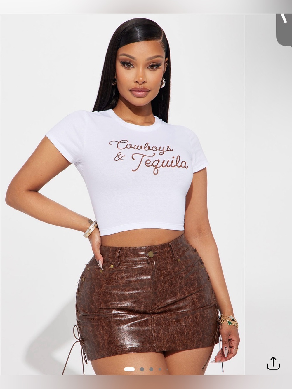 Cowboys & Tequila White Crop Tee